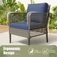 thumbnail image 5 of POTEBAN 4-Piece Wicker Outdoor Patio Conversation Set with Coffee Table, Grey Rattan Sofa Set for Balcony, Porch, Backyard, Blue, 5 of 9