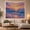 Sunset Palm Cliff, variant on Glowing Sun Over Ocean Waves with Palm Trees on Coastal Cliff, Dreamy Boho for Beach Lovers, Sunset Seascape Decor, Housewarming Gift, Tapestry Wall Hanging for Bedroom and Living Room
