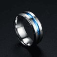 thumbnail image 2 of Anillo de acero inoxidable negro con borde biselado y ranura azul de 8mm para hombres y niños, joyería de hip hop, anillos de dedo cepillados dorados, Bague Homme 2025, 2 of 2