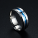 thumbnail image 2 of Anillo de acero inoxidable negro con borde biselado y ranura azul de 8mm para hombres y niños, joyería de hip hop, anillos de dedo cepillados dorados, Bague Homme 2025, 2 of 2