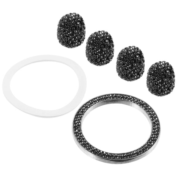 ibasenice Universal Black Rhinestone Car Tire Stem Caps and Start Button Dust Covers Decorative Set