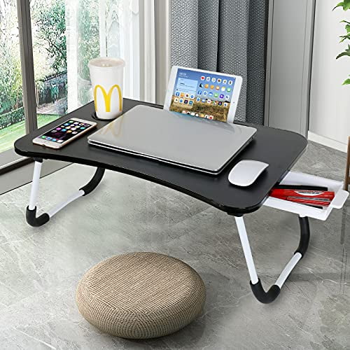 Portable Laptop Bed Tray Table CHARMDI Foldable Laptop Table Watching Movie on Bed/Couch- Yellow Notebook Stand Reading Holder,Couch Table,Bed Desk with Side Drawer for Reading Book