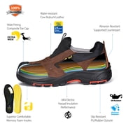 SAFETOE Men's Slip On Work Shoes Low Height Composite Toe Cow Leather Safety Shoes Lightweight Comfortable Sneakers for Industrial