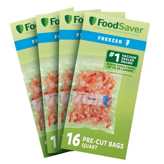 FoodSaver 64 Pack Quart Vacuum Seal Bags, Pre-Cut BPA-Free Freezer Storage Bags