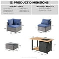 thumbnail image 3 of Ovios 6 Pieces Patio Fire Pit Set All Weather Wicker Outdoor Conversation Set with Coffee Table,Denim Blue, 3 of 7