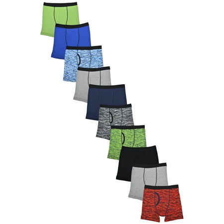 Wonder Nation Boys Underwear Soft Cotton Boxer Briefs, 10-Pack, Sizes S-XXL & Husky