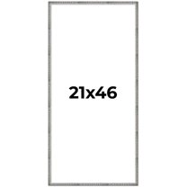 21x46 Frame Silver Grey Distressed Solid Wood Picture Frame | 0.75 Inch Moulding Width | Interior