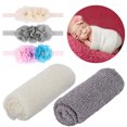 thumbnail image 3 of Coofit 2 Pcs Emmaillotage Bébé Mode Coton Extensible Accessoire Photo Bébé avec 3 Bandeau, 3 of 10