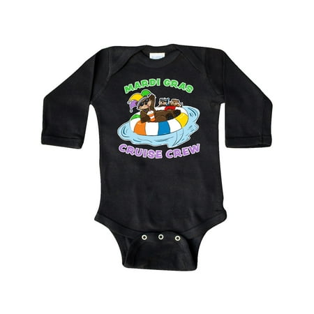 

Inktastic Mardi Gras Cruise Crew with Cute Otter in Water Tube Gift Baby Boy or Baby Girl Long Sleeve Bodysuit