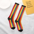 thumbnail image 6 of Rainbow Stripe Print Knee High Socks for Women Long Leg Warmers Socks, 6 of 7
