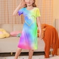 thumbnail image 3 of Einccm Girls Nightgowns Pajamas Sleepwear Princess Cute Heart Print Nightdress, Soft A-Line Mid Calf Nightie with Flutter Sleeve Short Sleeve, for Girls 3-12 Years, 3 of 5