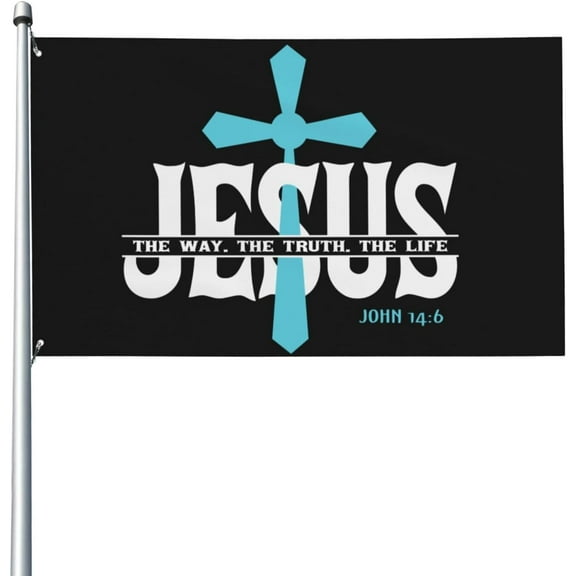 3x5 Ft Jesus The Way Truth And The Life Flag Banner Gift For Christian Flag Christ Faith Flag Bible Verse Flag Inspirational Scripture Quotes Flag For Outdoor With Metal Eyelets No Flagstand