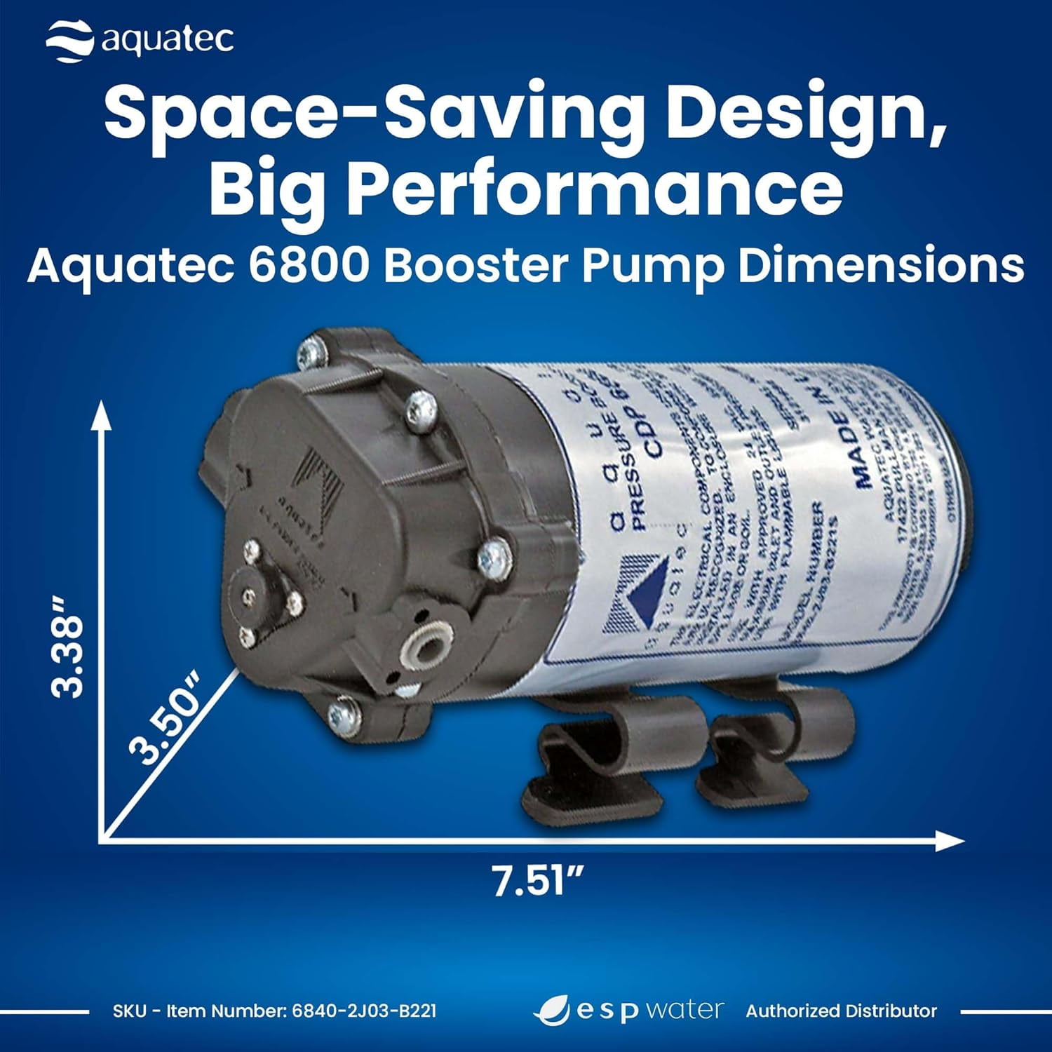 ESP Water Products 6840-2J03-B221-B, 120 Amps, 120V, Silver Corded Electric RO Booster Pump Water Transfer Pump