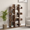 thumbnail image 2 of Costway 2 PCS Bookshelf Tree-Shaped Bookcase with 13 Storage Shelf Rustic Industrial Style Rustic Brown, 2 of 10
