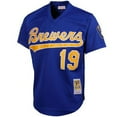 thumbnail image 2 of Men's Mitchell & Ness Robin Yount Royal Milwaukee Brewers Cooperstown Mesh Batting Practice Jersey, 2 of 7
