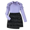 thumbnail image 2 of JTieacloth Boys Summer Short Sets Kids Girls Long Sleeve High Neck Top With Plaid A Line Skirt 2 Piece Outfit Set Casual Winter Fall School Party,Sizes 9-10 Years(Purple), 2 of 6