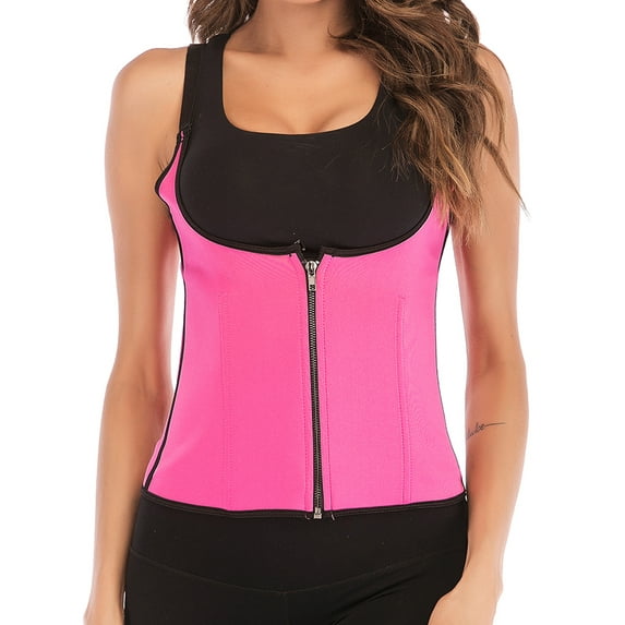 FUTATA Women Workout Waist Trainer Vest Weight Loss Corset Body Shaper Zipper Tank Tops Tummy Control Vest Sport Belt for Weight Loss