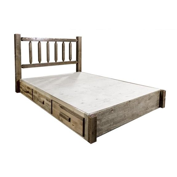 Homestead Collection Full Platform Bed with Storage, Stain & Lacquer Finish