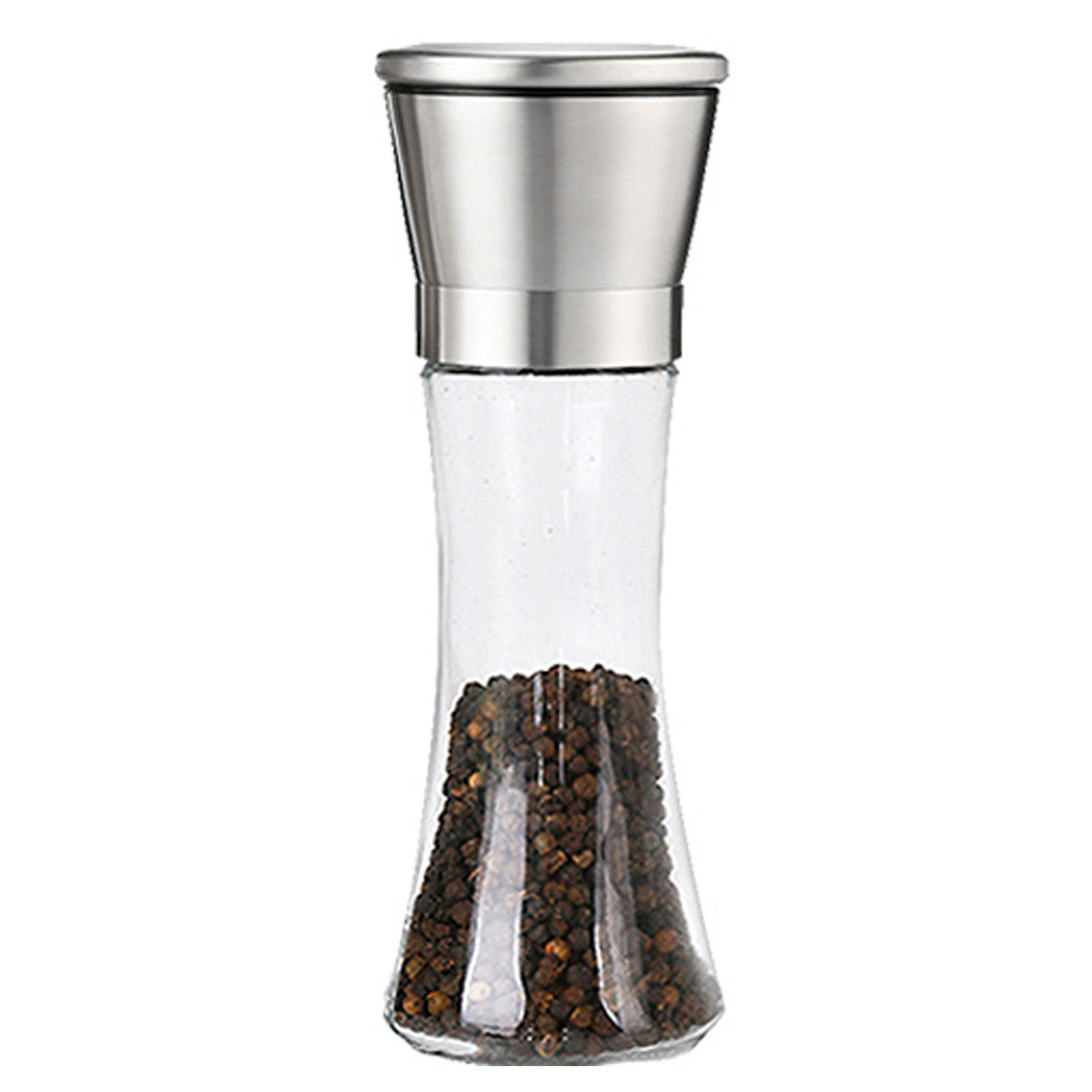Manual Pepper Grinder, Stainless Steel Spice Grinder,Refillable Glass