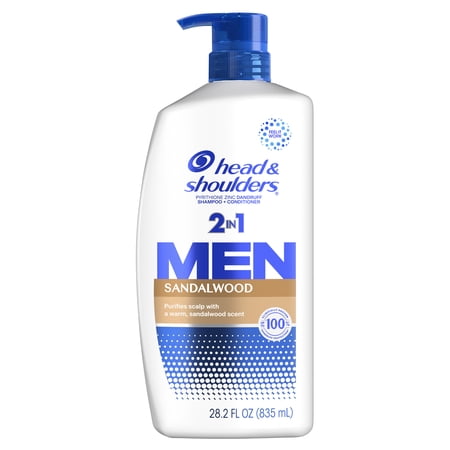 Head and Shoulders Dandruff Men 2 in 1 Shampoo and Conditioner, Sandalwood, 28.2 fl oz