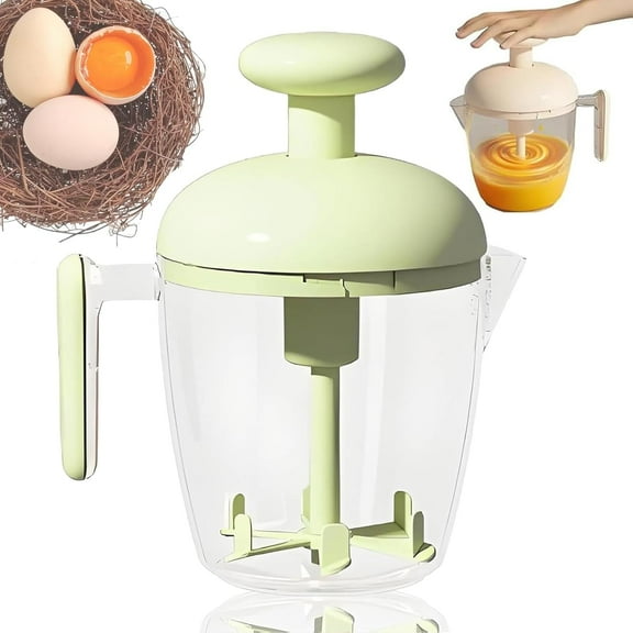 YEPOLERCE Ergonomic Multi-blade Manual Egg Mixer, Semi-Automatic Rotating Egg Whisk for Whipping Baking and Cooking