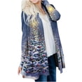 thumbnail image 5 of Uhndy Winter Jackets Coats for Women, Women Autumn And Winter Loose Long-sleeved Cardigan Christmas Print Coat Christmas Gifts for Women, 5 of 6