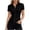 Black, variant on Button down Shirts for Women Lapel Collared Trim Waist Short Sleeve Slim Fitted Summer Business Casual Work Tops