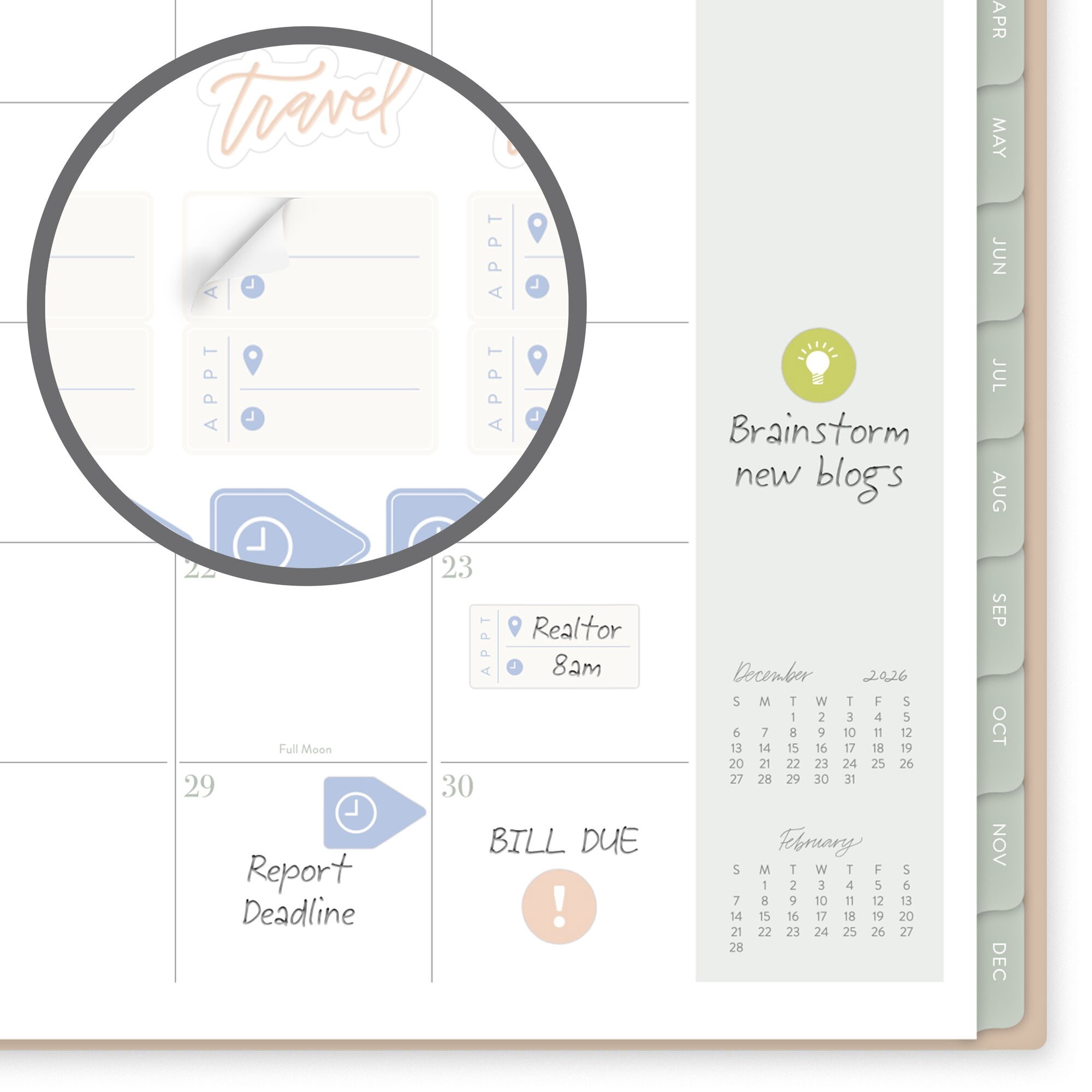 Leah Bisch for Mead Cambridge 2027 Weekly Monthly Planner Peony Garden Large 8