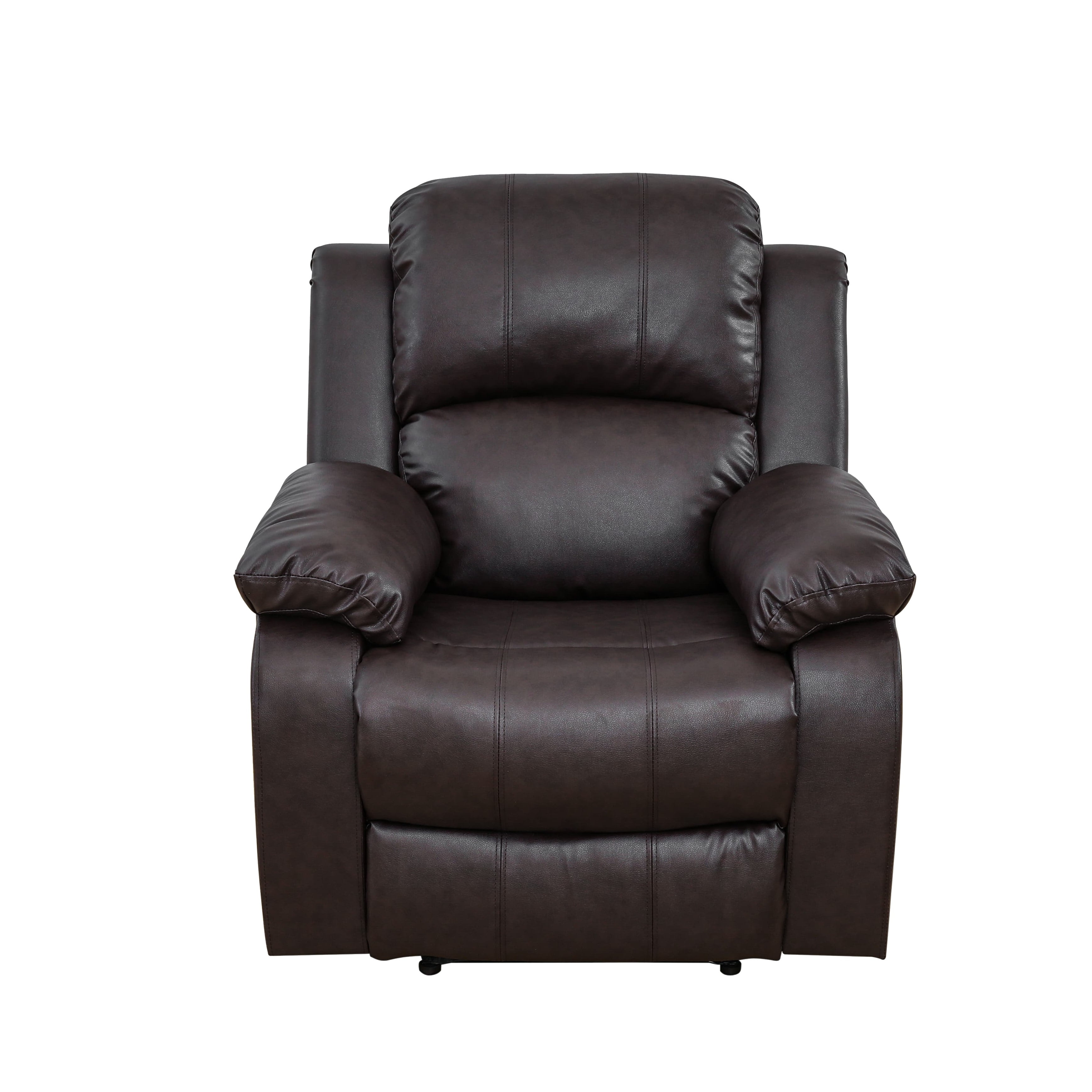 TrumanPick Manual Recliner Chair, Overstuffed reclining Armchair Home Theater Sofa Recliner for Living Room, Brown