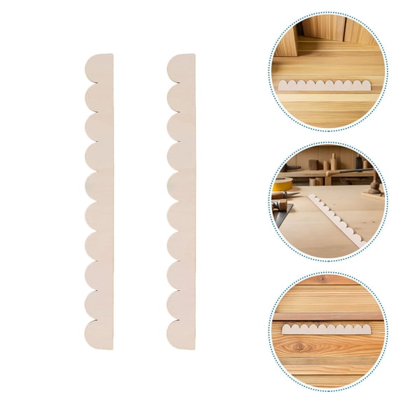 SEWCHICS 6Pcs Wood Scalloped Decorative Trim Unfinished Beige Moulding for Wall Shelf and Cabinet Accents