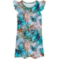 thumbnail image 5 of AUNVITO Girls Floral Print Flutter Sleeve Dress Summer Style Casual Kids' Dress, 5 of 6