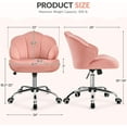 thumbnail image 2 of YYEAN Cute Velvet Desk Chair Shell-Shaped Back Vanity Chairs Modern Swivel Desk with Wheels Adjustable Height for Home Office Bedroom Pink, 2 of 10