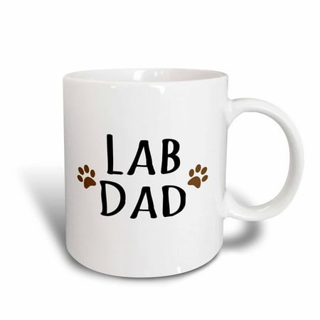 

3dRose Lab Dog Dad - Labrador - Doggie by breed - brown muddy paw prints - doggy lover pet owner love - Ceramic Mug 15-ounce