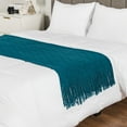 thumbnail image 4 of PAVILIA Teal Blue Knit Throw Blanket for Couch, Twin Bed, Soft Knitted Farmhouse Sofa Throw for Living Room, Lightweight Decorative Summer Blanket for Chair, Outdoor Textured Boho Blanket, 60x80, 4 of 8