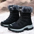 thumbnail image 6 of Women Mid Calf Snow Boots Faux Fur Lined Lace Up Non Slip Lug Sole Outdoor Warm Winter Fashion Booties Black 7.5, 6 of 9