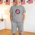 thumbnail image 6 of dazeni Boys 4th of July Outfit Kids American Flag Short Sleeve T-Shirt & Shorts Set for Independence Day Gray 13 Years, 6 of 9