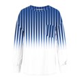 thumbnail image 6 of DeHolifer Womens Sweatshirt Strip Print Gradient Color Crewneck Long Sleeve Loose Pullover with Pocket Blue M, 6 of 7