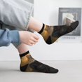 thumbnail image 2 of Rateoe Lakeside Flower Field Cat Pattern Quarter Crew Socks,Toe Seamed Ankle Socks,Cotton Cushioned Breathable Athletic Crew Sports Socks, 2 of 7