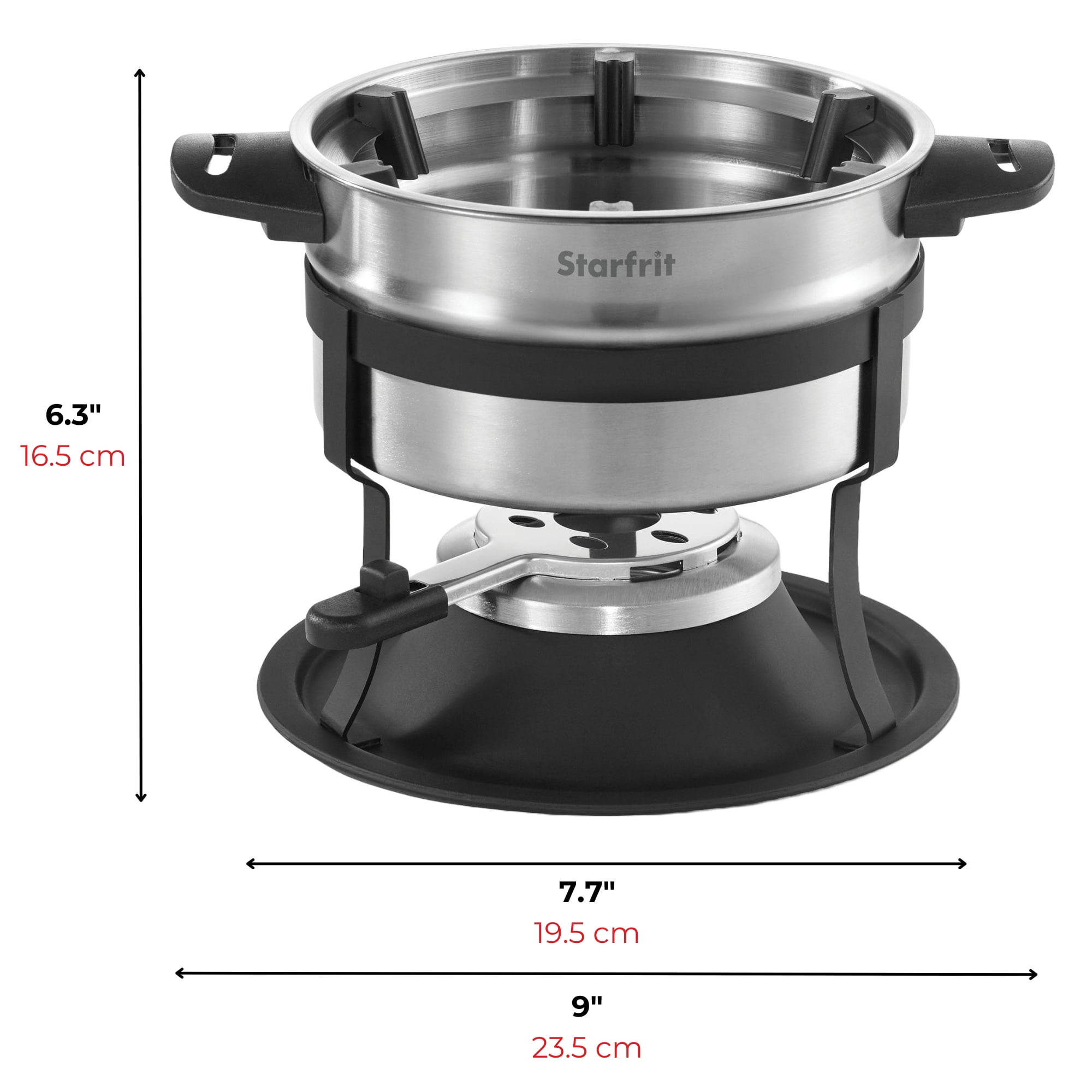 Starfrit Fondue 3-in-1 Set with Magnetic Fork Guide, Safety Burner, 19 Pieces, 1.6L Stainless Steel Pot, Perfect for Meat, Cheese & Chocolate Fondues, Induction Ready