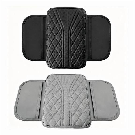 Universal Center Console Organizer | Leather-Style Armrest Cover with Dual Storage Pockets