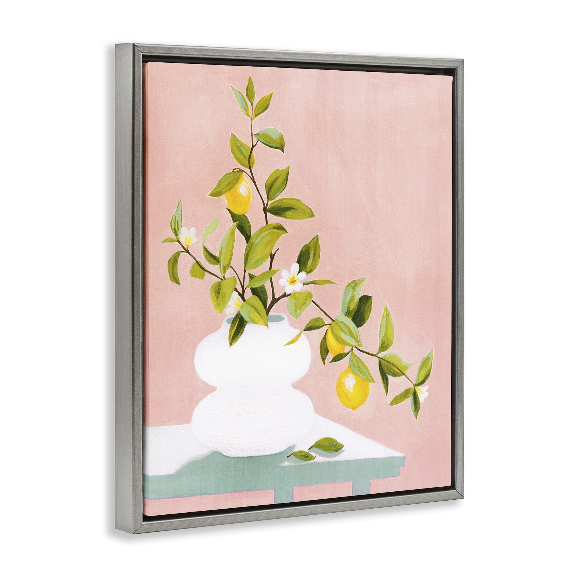 Stupell Industries Afternoon Limoncello Plant Gray Framed Floater Canvas Wall Art, design by Grace Popp