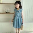 thumbnail image 4 of Vestido vaquero sin mangas de estilo coreano para niña, ropa para niño de 1 a 10 años, bonito vestido de princesa de tela fina con solapa para verano 2025, 4 of 6