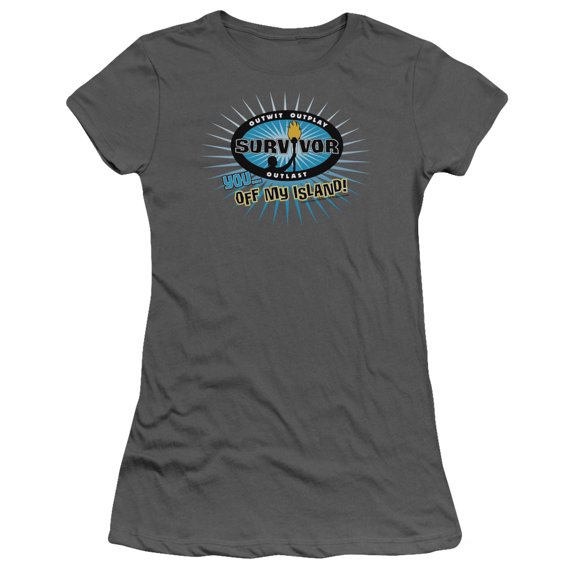 Survivor Off My Island Junior Women's Sheer T-Shirt Charcoal