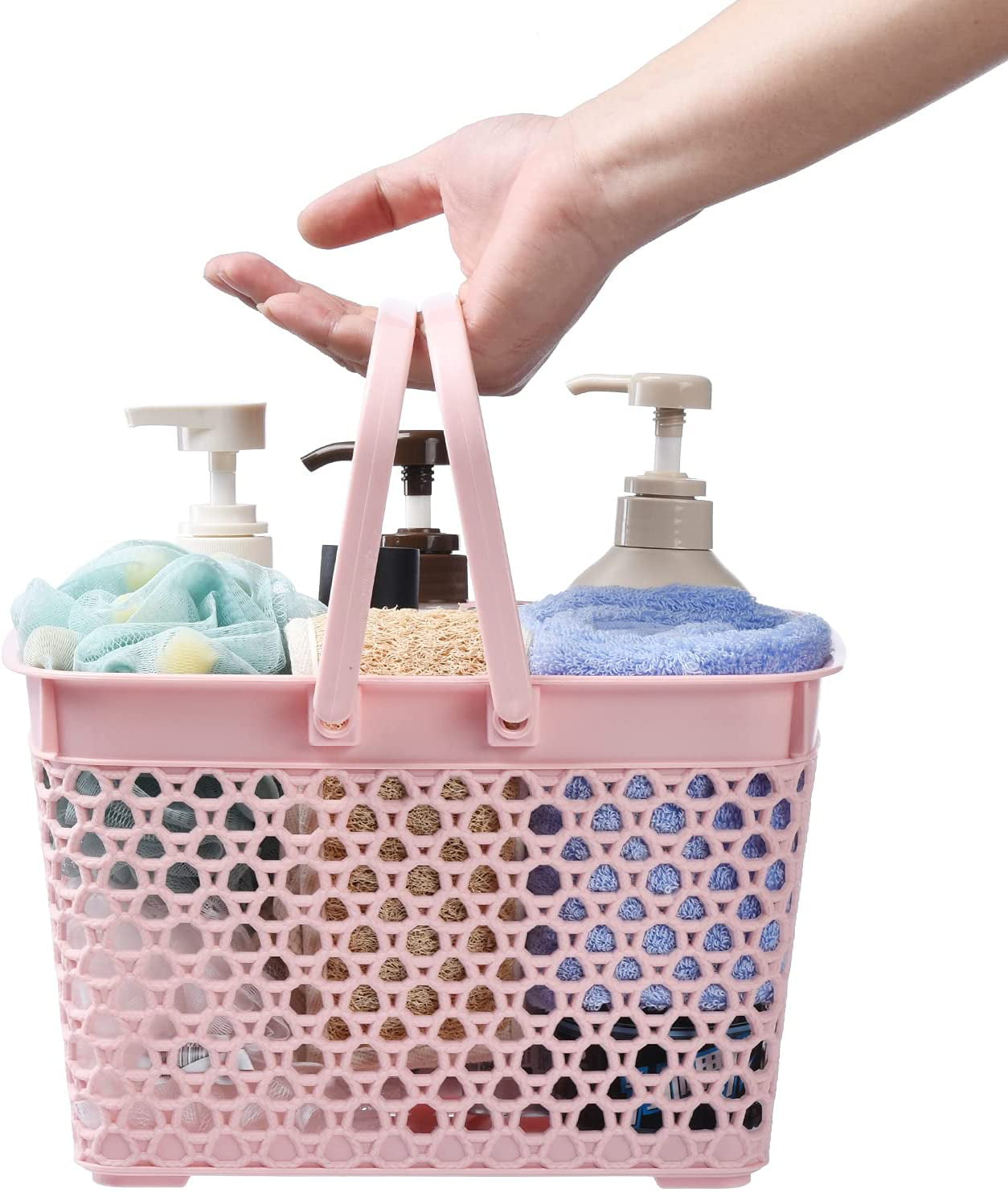 Shower Caddy Basket, Portable Large Capacity Thickened Plastic Organizer  Storage Tote with Handles Drainage Toiletry Bag Bin for Bathroom, College