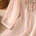 thumbnail image 7 of BODOAO Women's Linen Embroidered Shirt Skin-Friendly Tops Vacation Shirts Soft Breathable Mexican Tunic Tops Summer Fashion Outfits Scoop Neck Boho Tops Peasant Blouses Pink L, 7 of 7