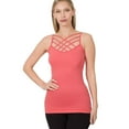 thumbnail image 2 of PacificPlex Womens Lattice Front Seamless Criss-Cross Cami Top (1X/2X, Desert-Rose), 2 of 5