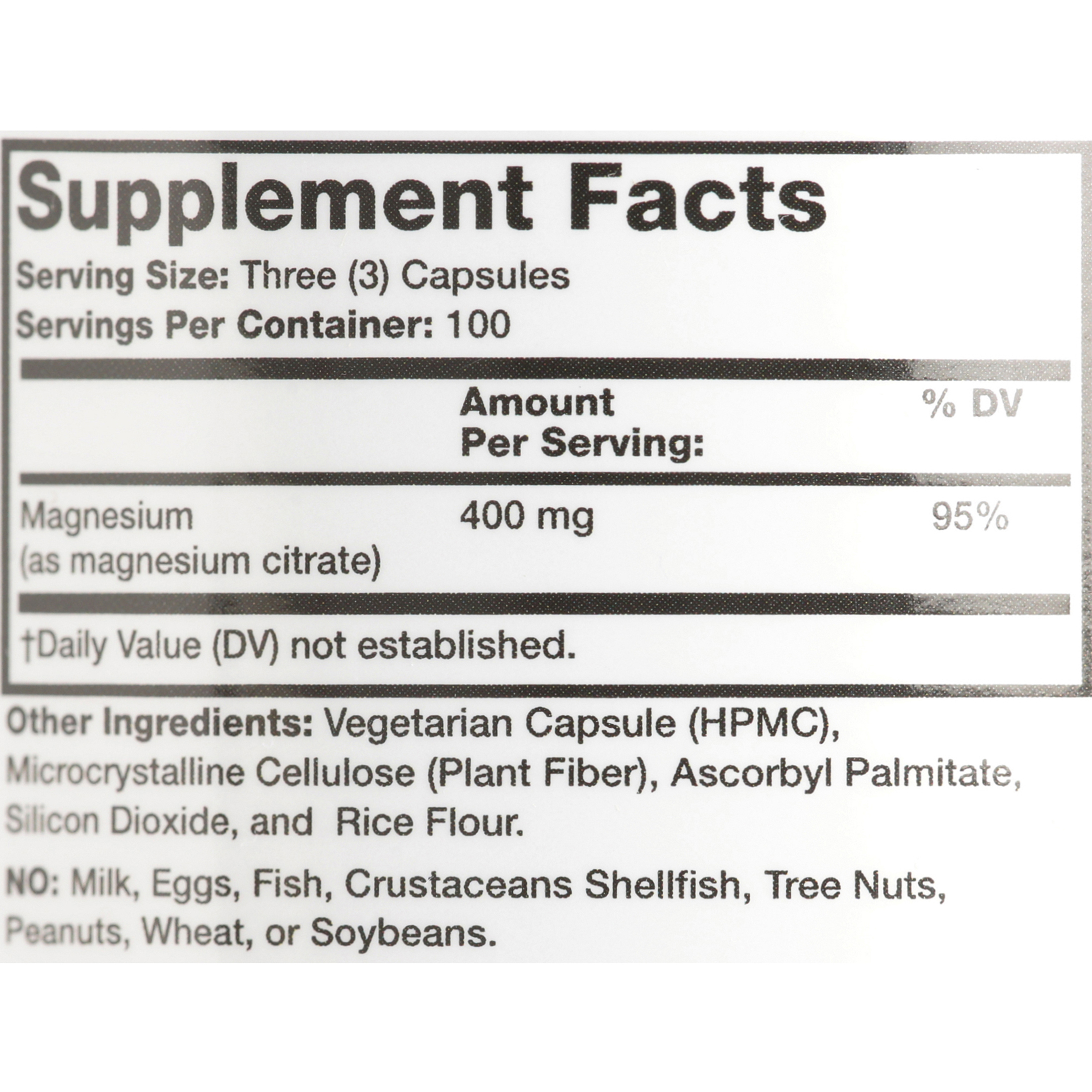 Olympian Labs Magnesium Citrate Vegetarian Capsules, 400 mg, 300 count ...