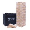 Raise Your Game Giant Wooden Tower (Stacks to a Maximum of 5 feet), Large Tumbling Block Timbers , Wood Stacking Game Jumbo Backyard Set with Carrying Case