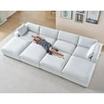 thumbnail image 5 of Roomy Homy Modular Sectional Sofa, 152 Inches Down Filled Sectional Sofa, 8 Seats U Shaped Cloud Couch with Chaise, Ottoman, Oversized Couch for Living Room, White Linen Couch Set, 5 of 5
