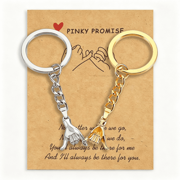 DESIGNICE Gifts for Boyfriend - 2Pc Pinkie Promise Matching Couples Keychain Gift for Boyfriend Girlfriend Long Distance Matching Keychains